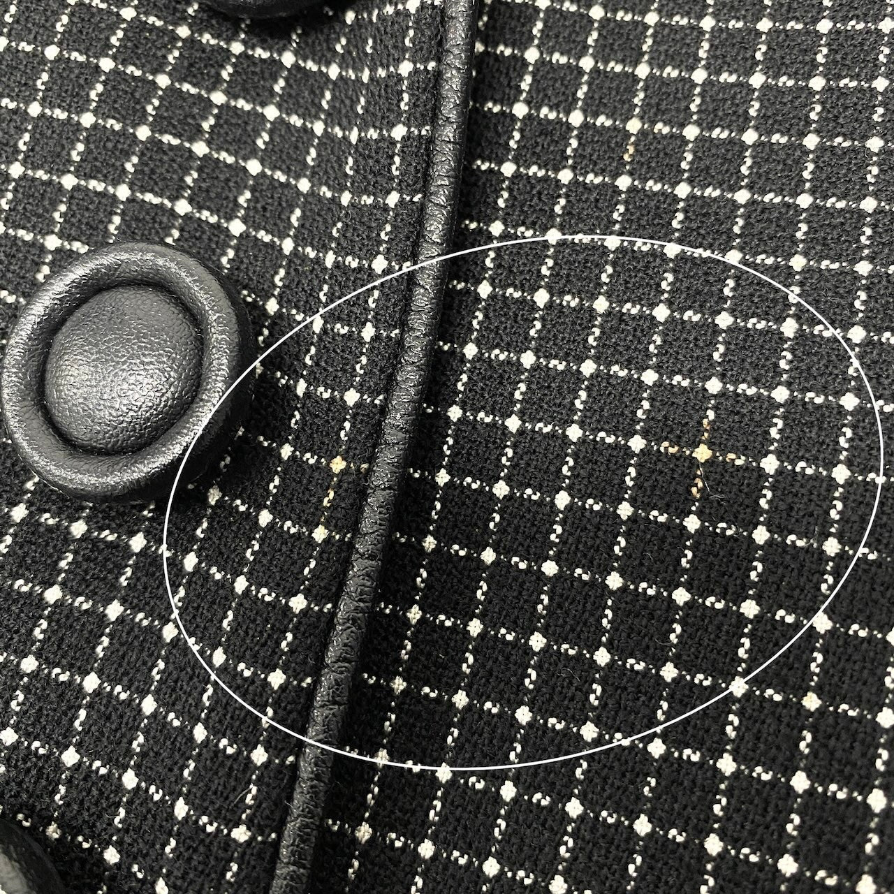 62e12 Christian Dior クリスチャンディオール テーラードジャケット  レザーパイピング チェック柄 総柄 サイズ9 ブラック ホワイト レディース 女性用o07t