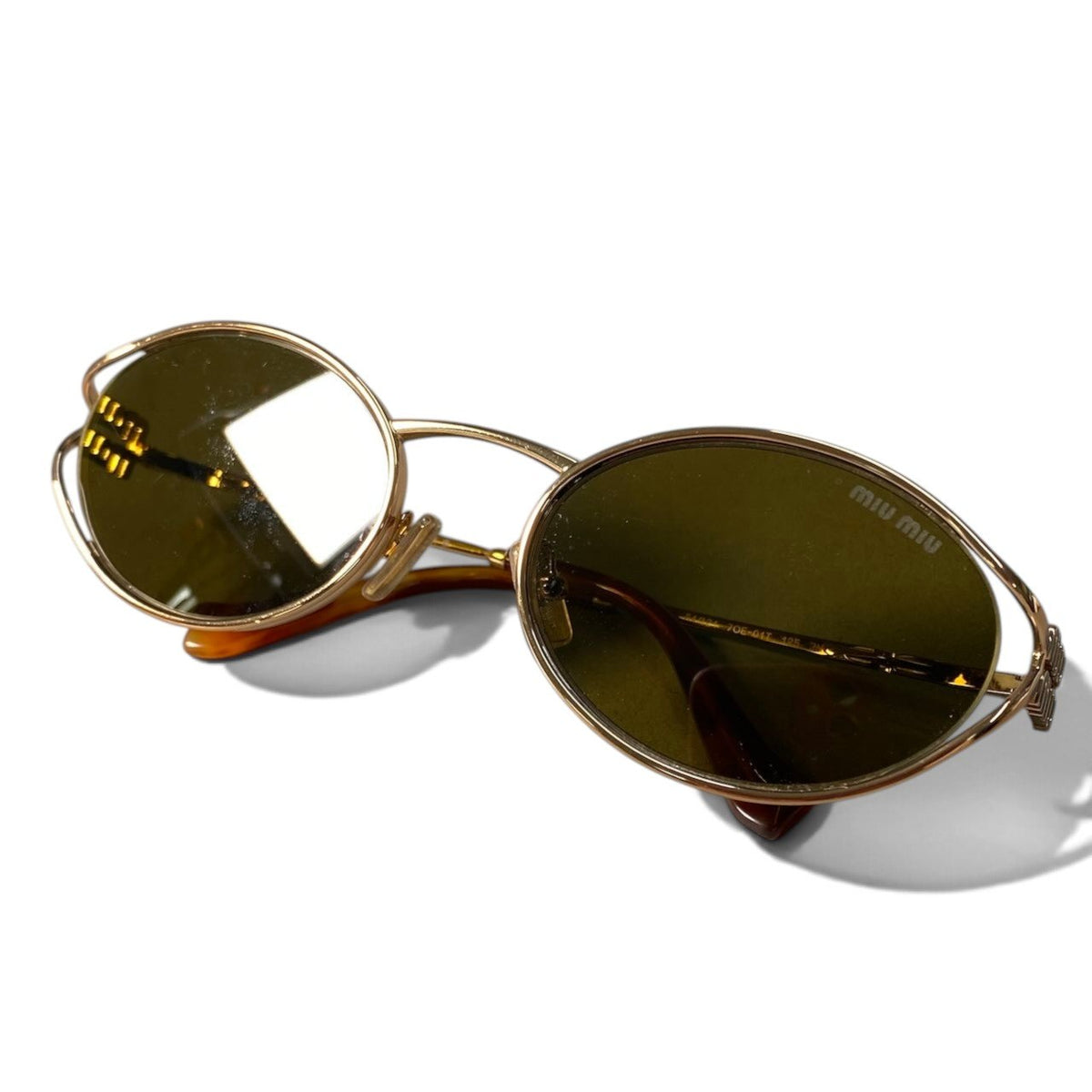 i7 Miu Miu ミュウミュウ ロゴメタル サングラス Logo Metal Sunglasses SMU52Y 54□21 ゴールド ブラウンt18r