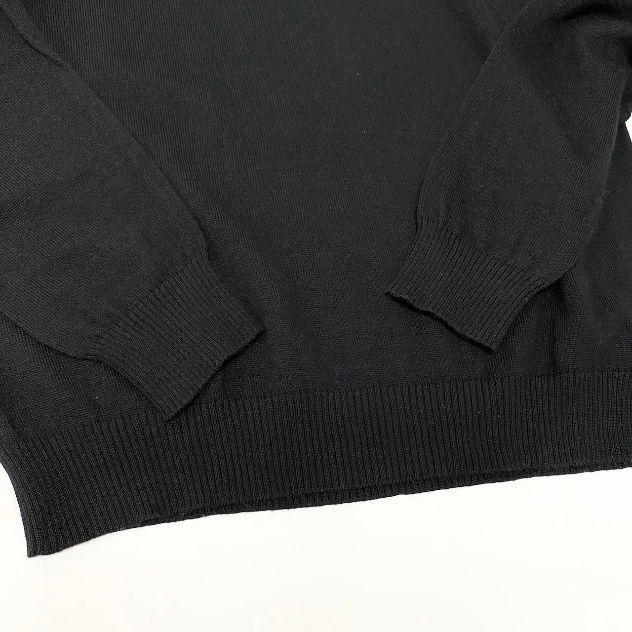 86d9 RAF BY RAF SIMONS ラフシモンズ タートルネック ニットセーター ハイゲージニット ウールブレンド ワンポイント刺繍 サイズS ブラックo07t