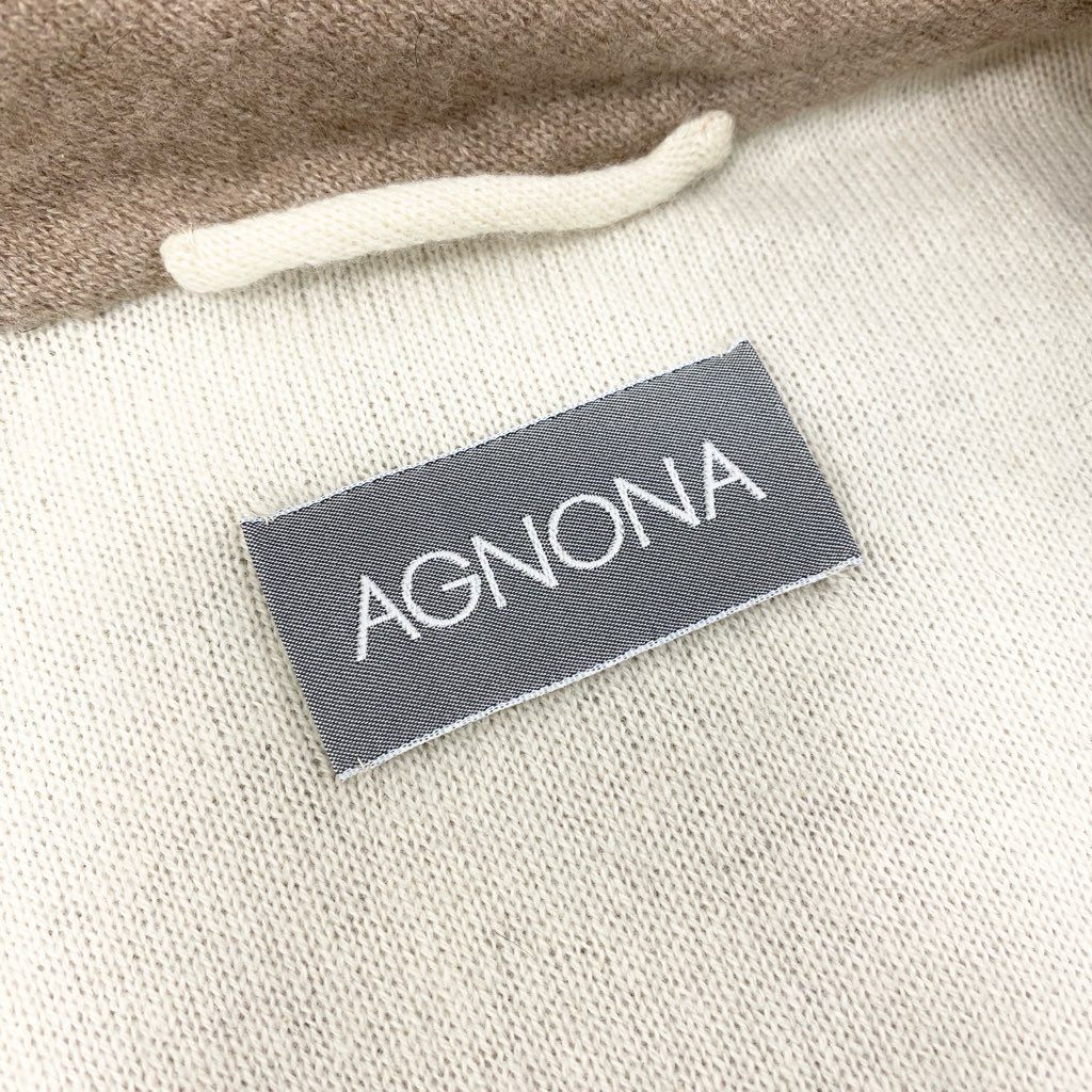 3l27《美品》 AGNONA アニオナ カシミヤ × シルク カーディガンコート サイズ44 ベージュ 画像参照 CASHMERE SILK COATt18r