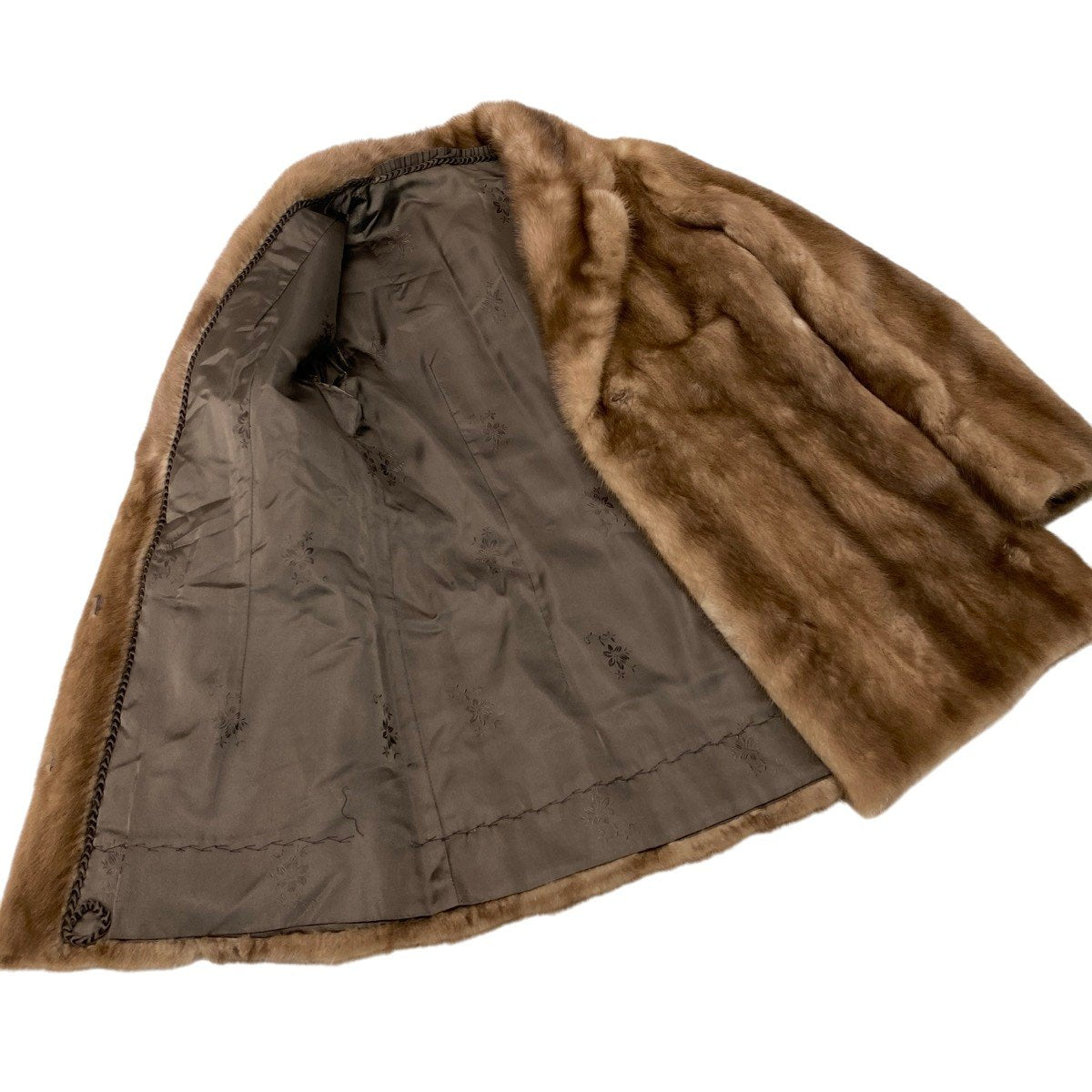 92h8 パステルミンク ファーコート サイズ9 茶系 本毛皮 Pastel Mink Fur Coat リアルファー 柔らか◎t18r