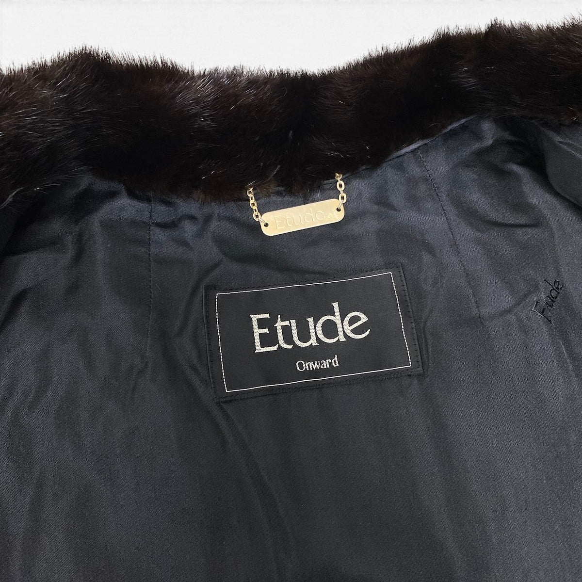 30i21 Etude マホガニーミンク ファーコート サイズ13 ダークブラウン 本毛皮 Mink Fur Coat リアルファー ノーカラーt18r