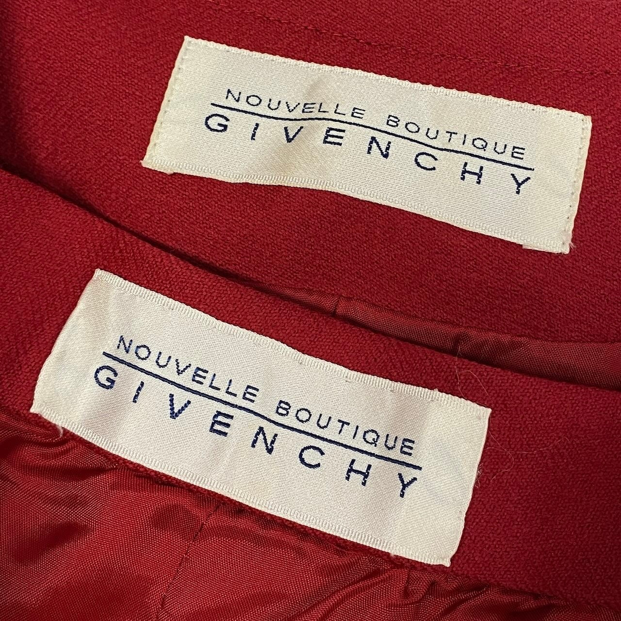 25e14 【美品】GIVENCHY ジバンシー スカートセットアップ ノーカラージャケット タイトスカート 6サイズ レッド ウール100％ レディース 女性用u02t