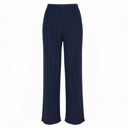 Ab19 PLEATS PLEASE プリーツプリーズ ISSEY MIYAKE プリーツパンツ ボトム サイズ2 ネイビー レディースk02i