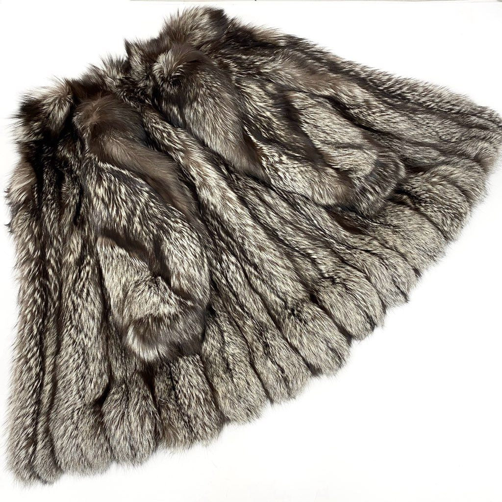 1l27 Canada Fox シルバーフォックス 極厚 ロングコート サイズF 最高級本毛皮 FOX FUR COATt18r