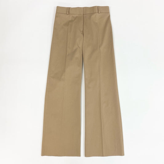 53j17《未使用保管品》 Salvatore Ferragamo サルヴァトーレフェラガモ イタリア製 コットンパンツ センタープレス ボトムス ストレッチ レディース 女性用 40 ベージュu02t