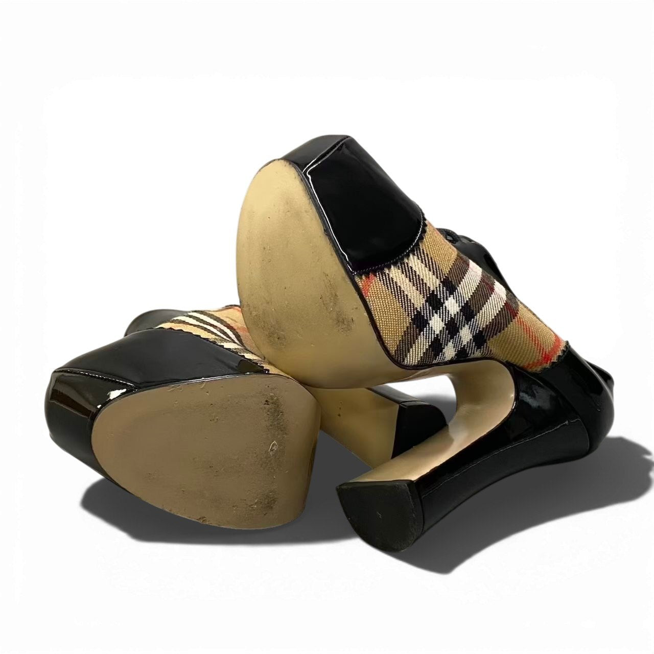 3c23 《希少》 定価14万 BURBERRY バーバリー × Vivienne Westwood ヴィヴィアン ヴィンテージチェック プラットフォーム パンプス 36 1/2 シューズt18r