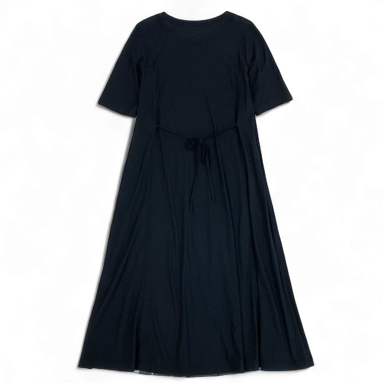 64k19 TOKUKO 1er VOL トクコプルミエヴォル 五分袖 ロングワンピース コットンワンピース 花柄プリント ウエストリボン○ レディース 女性用 9 ブラック 綿100％u02t