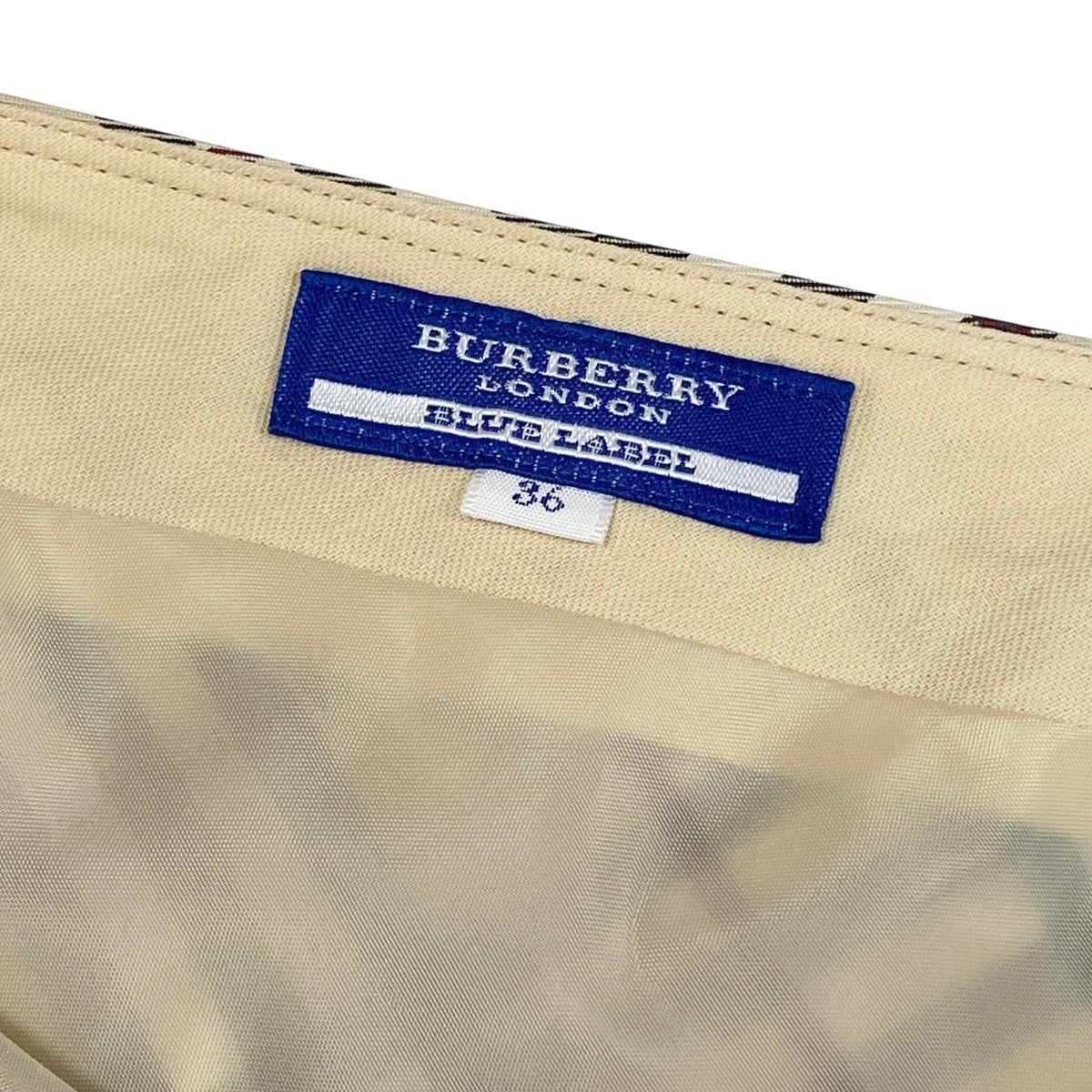 Ig19 BURBERRY LONDON BLUE LABEL バーバリーロンドン ブルーレーベル ノバチェック タイトスカート サイズ36 ベージュ コットン100％ レディースo07t