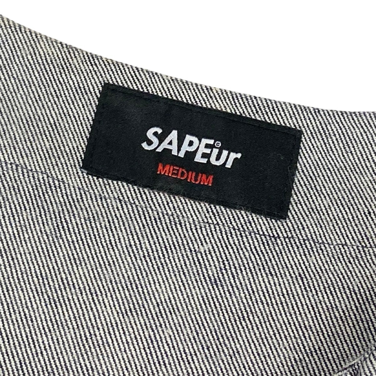 65f29 SAPEur サプール デニムシューディングシャツ オーバーサイズ フロントビッグロゴ サイズM インディゴ コットン100％ メンズ 紳士服o07t