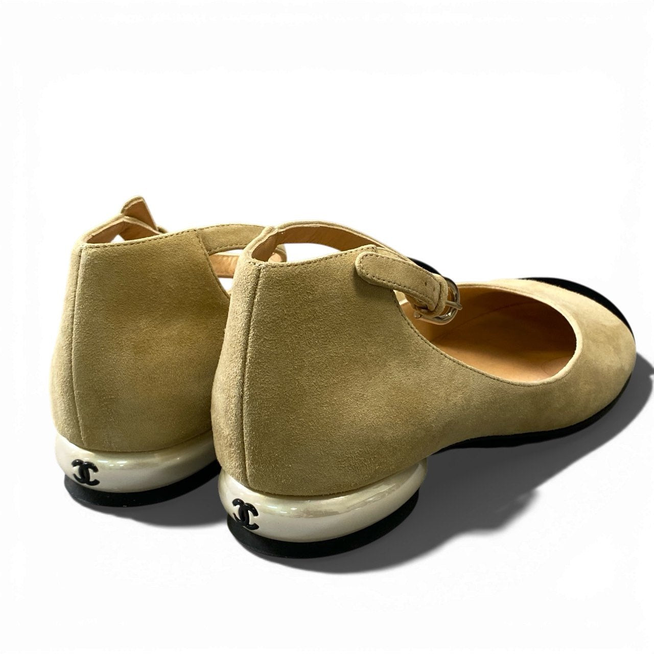 1a5 CHANEL シャネル ココマーク パンプス  ラウンドトゥ アンクルストラップ 36C ベージュ レディース 女性用k02i