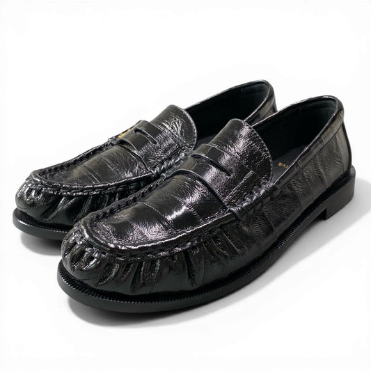 【未使用品】SAINT LAURENT サンローラン パリ LOU Loafers ル ローファー サイズ36 ブラック イールスキン レディース 革靴k02i
