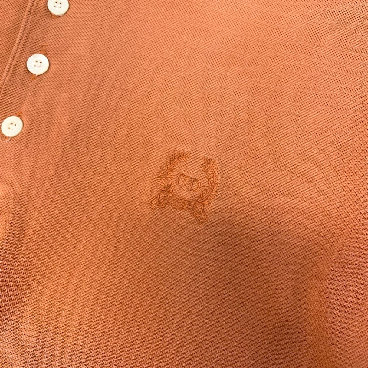 84c19 Christian Dior クリスチャンディオール Vintage 半袖ポロシャツ ブランドロゴ刺繍 トップス Lサイズ ブラウン メンズ 男性用o07t