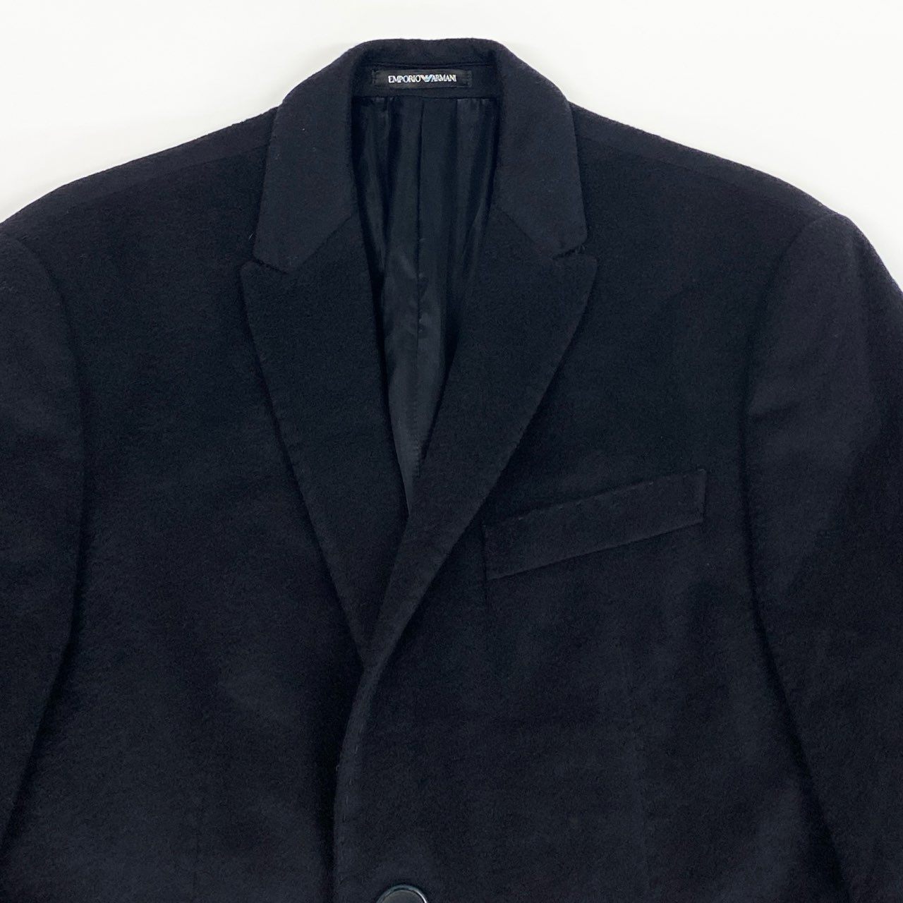 69i26 《美品》EMPORIO ARMANI エンポリオアルマーニ カシミヤチェスターコート カシミア ロングコート  46サイズ ネイビー メンズk02i