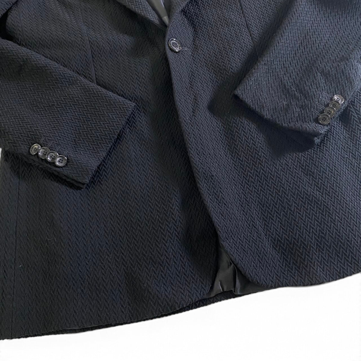 35j26 GIORGIO ARMANI ジョルジオアルマーニ BORGO21 黒タグ テーラードジャケット 大きいサイズ 52 ブラック メンズu02t
