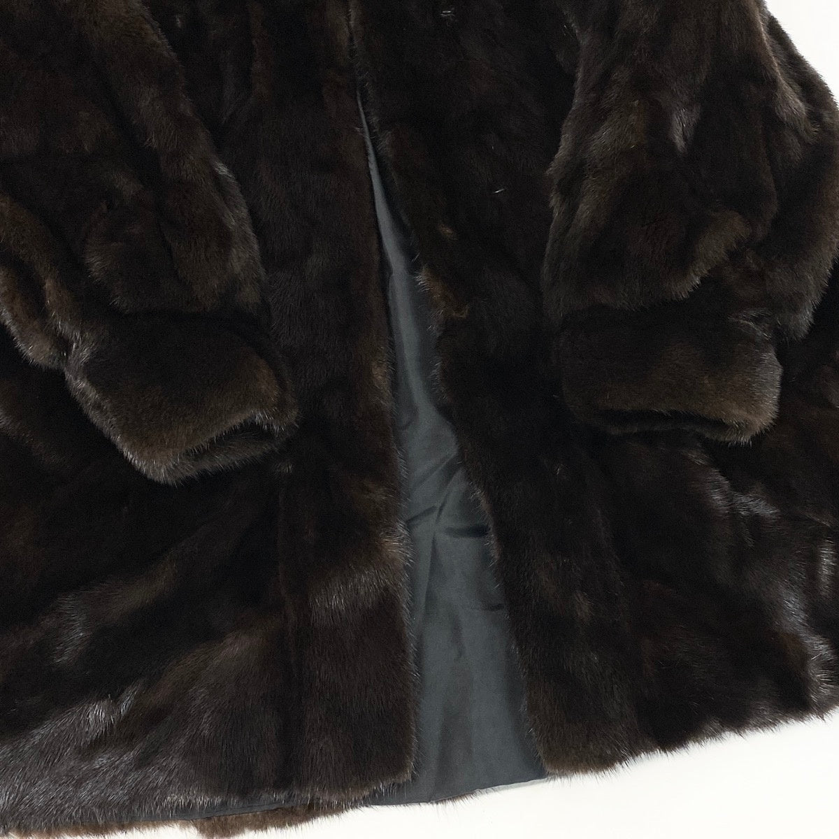 25g8 CANADA Majestic Mink 裾フレア × 袖段 マホガニーミンク ファーコート サイズF ブラウン 最高級本毛皮 Mink Fur Coatt18r