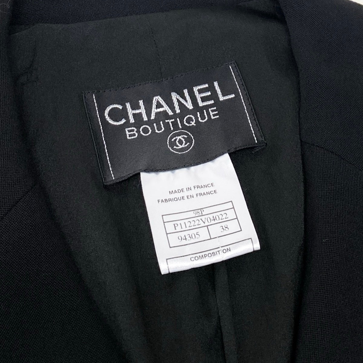 i13 CHANEL シャネル 98P 特殊形状 テーラードジャケット Vinatge Architectural Blazer Black P11222 Size38 ブラックt18r