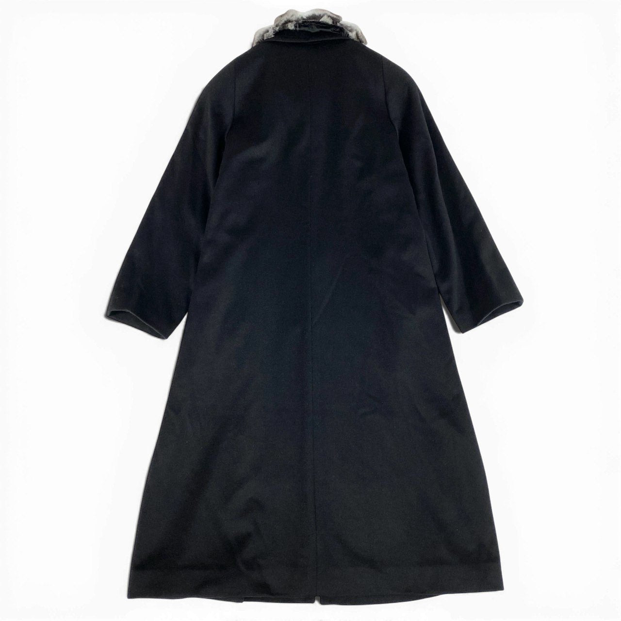 30a9 チンチラファー付き カシミヤロングコート サイズF ブラック 最高級毛皮 Chinchilla Fur Cashmere Coatt18r
