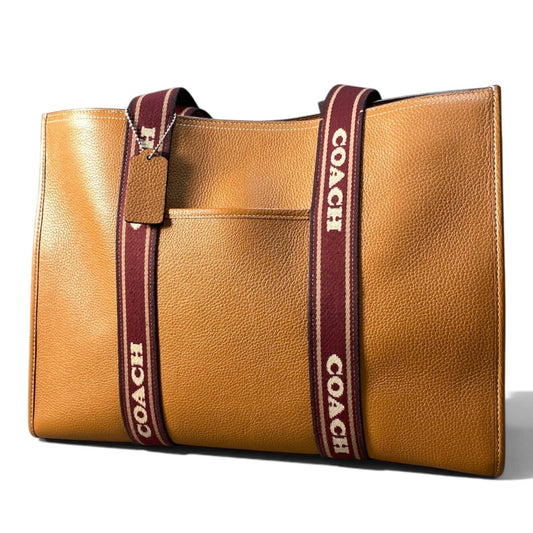 i7 《極美品》 COACH コーチ ラージ スミス トートバッグ Large Smith Tote Bag CM715 キャメルブラウン レザーt18r
