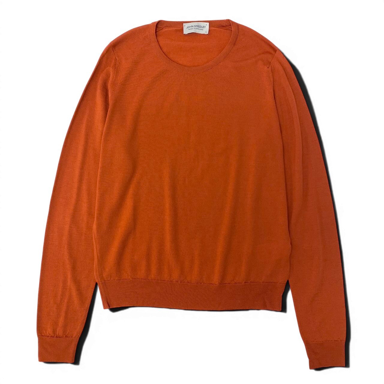 56e12 JOHN SMEDLEY ジョンスメドレー ロングスリーブニットセーター イングランド製 Lサイズ オレンジ ウール100％ レディース 女性用u02t