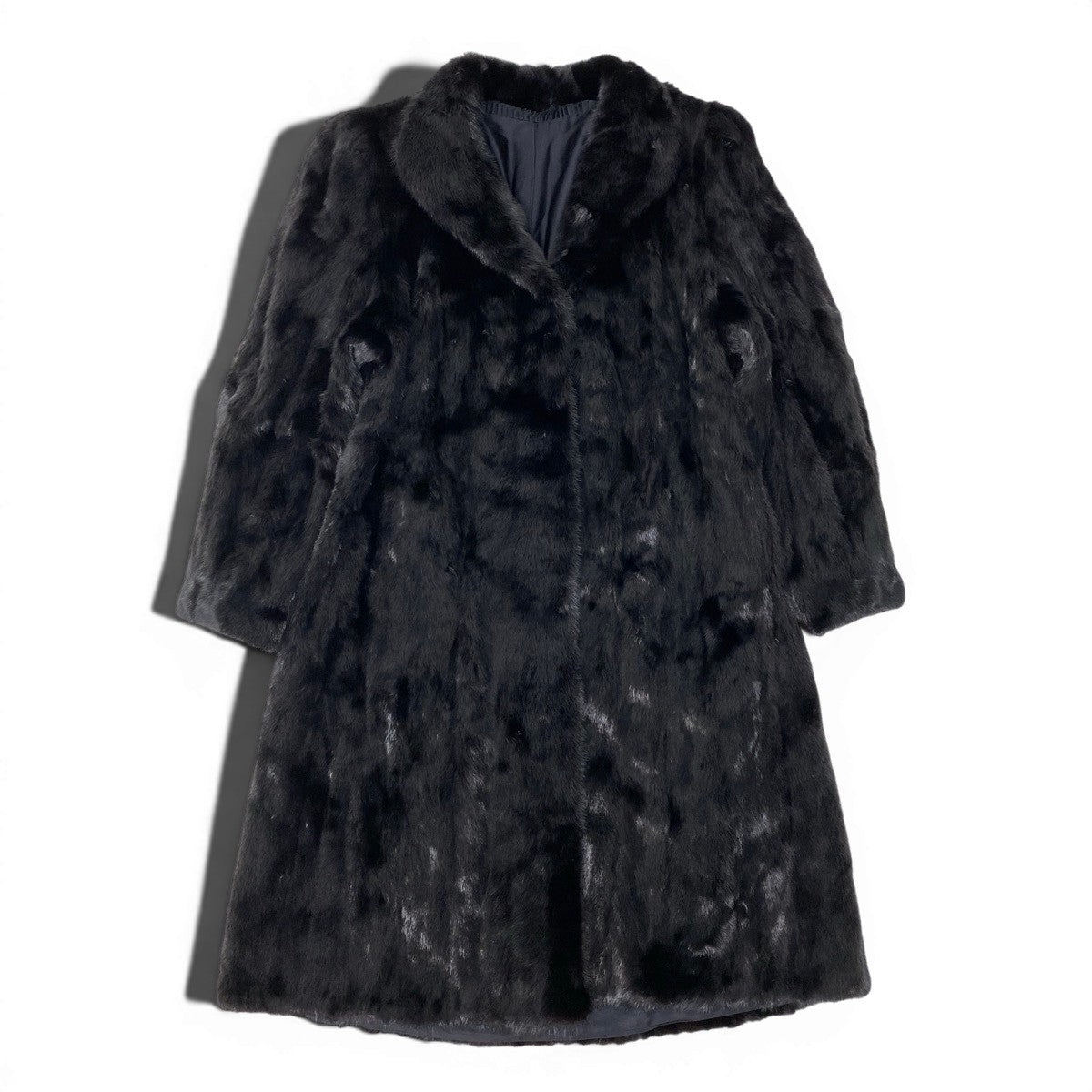 93h8 ダークミンク 超ロングコート 丈113cm サイズ13 ブラック 本毛皮 Dark Mink Fur Long Coat 裏地刺繍t18r