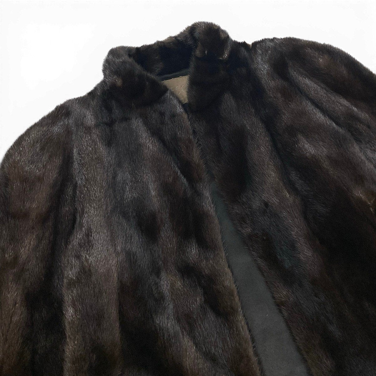 52f10 CRESCE BLACK GLAMA ブラックグラマ レアデザイン ダークミンク ファーコート サイズF ブラウン 最高級本毛皮 Mink Fur Coatt18r