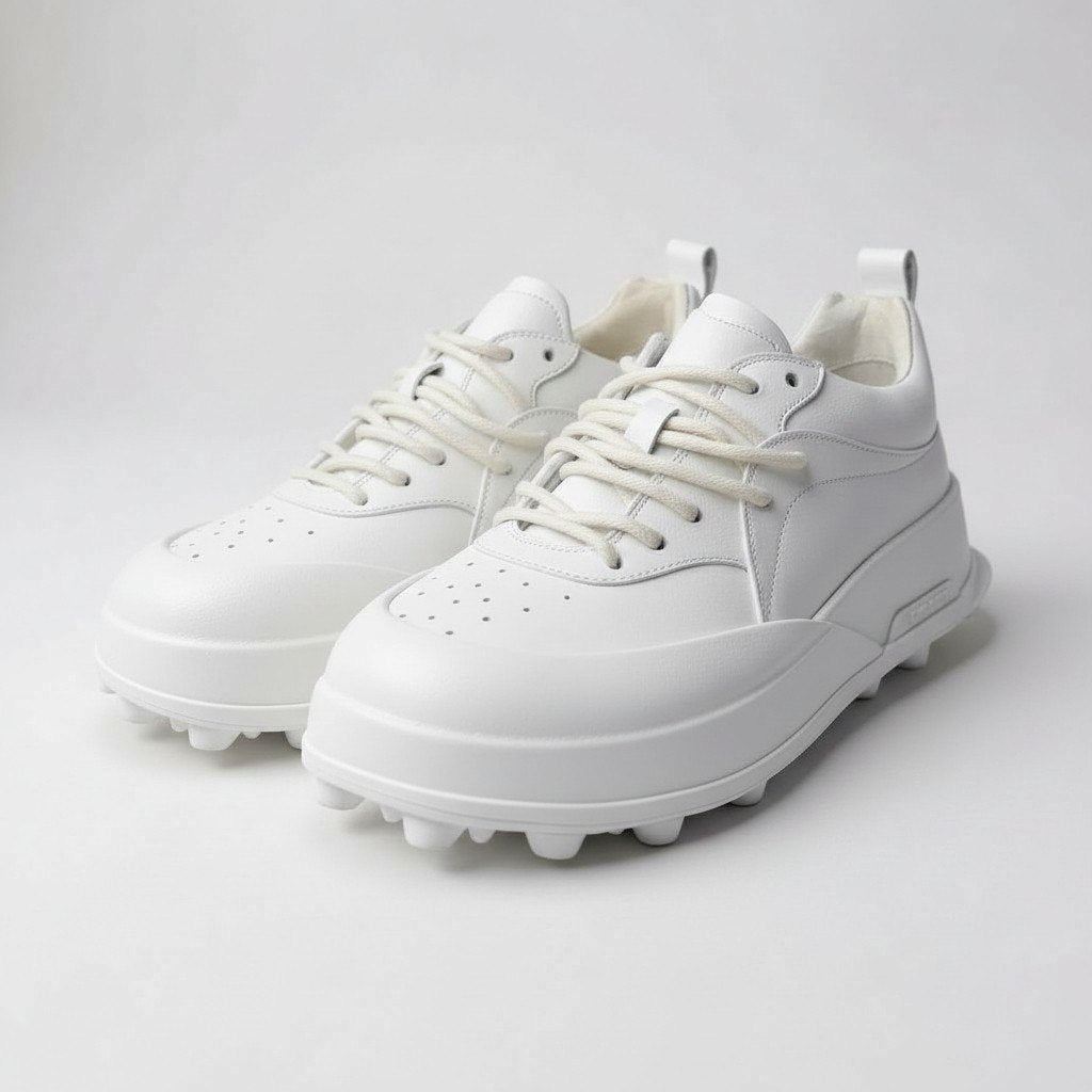 1a22 《美品》 定価￥174,900 JIL SANDER ジルサンダー ORB LEATHER SNEAKERS オーブ レザースニーカー サイズ42 ホワイト 厚底 イタリア製 シューズt18r