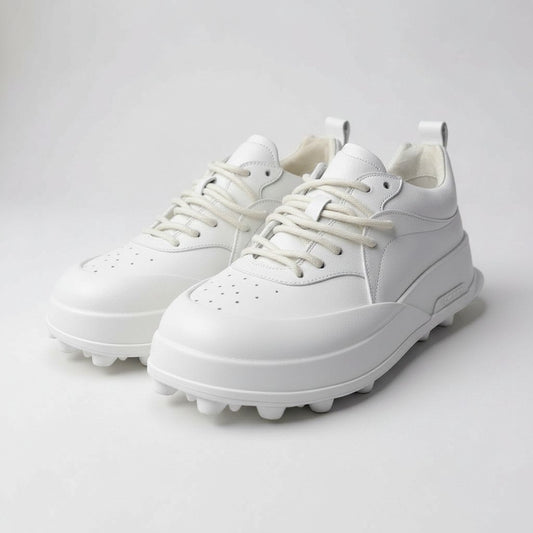 1a22 《美品》 定価￥174,900 JIL SANDER ジルサンダー ORB LEATHER SNEAKERS オーブ レザースニーカー サイズ42 ホワイト 厚底 イタリア製 シューズt18r