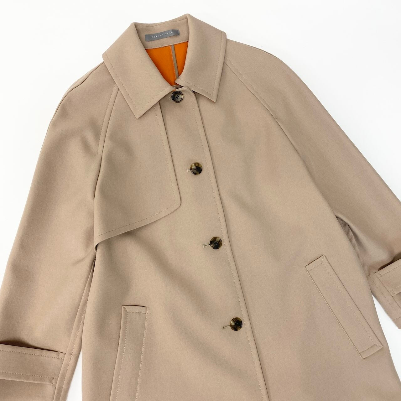 83c27 【美品】 theory luxe セオリーリュクス ロングコート トレンチコート ステンカラーコート スプリングコート レディース 女性用 03-3109609-339 36 ベージュ ポリエステル100％u02t