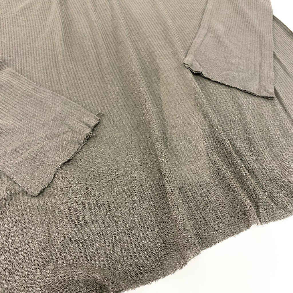 81L15 Rick Owens リックオウエンス FOGACHINE 22SS ロングカットソー RP01B4202 42 グレー リブトップ シルクブレンド Tシャツt18r