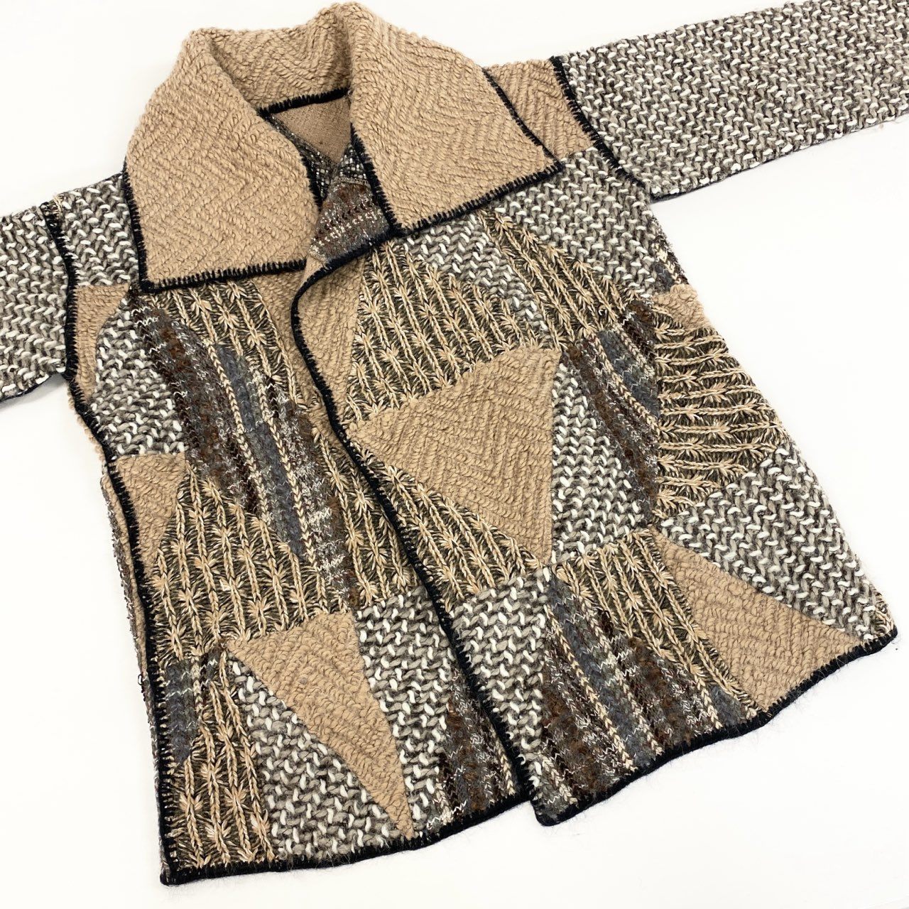 62g24 MISSONI ミッソーニ クレイジーパターン ローゲージ ニットガウン ニットジャケット サイズ48 マルチカラー メンズ_