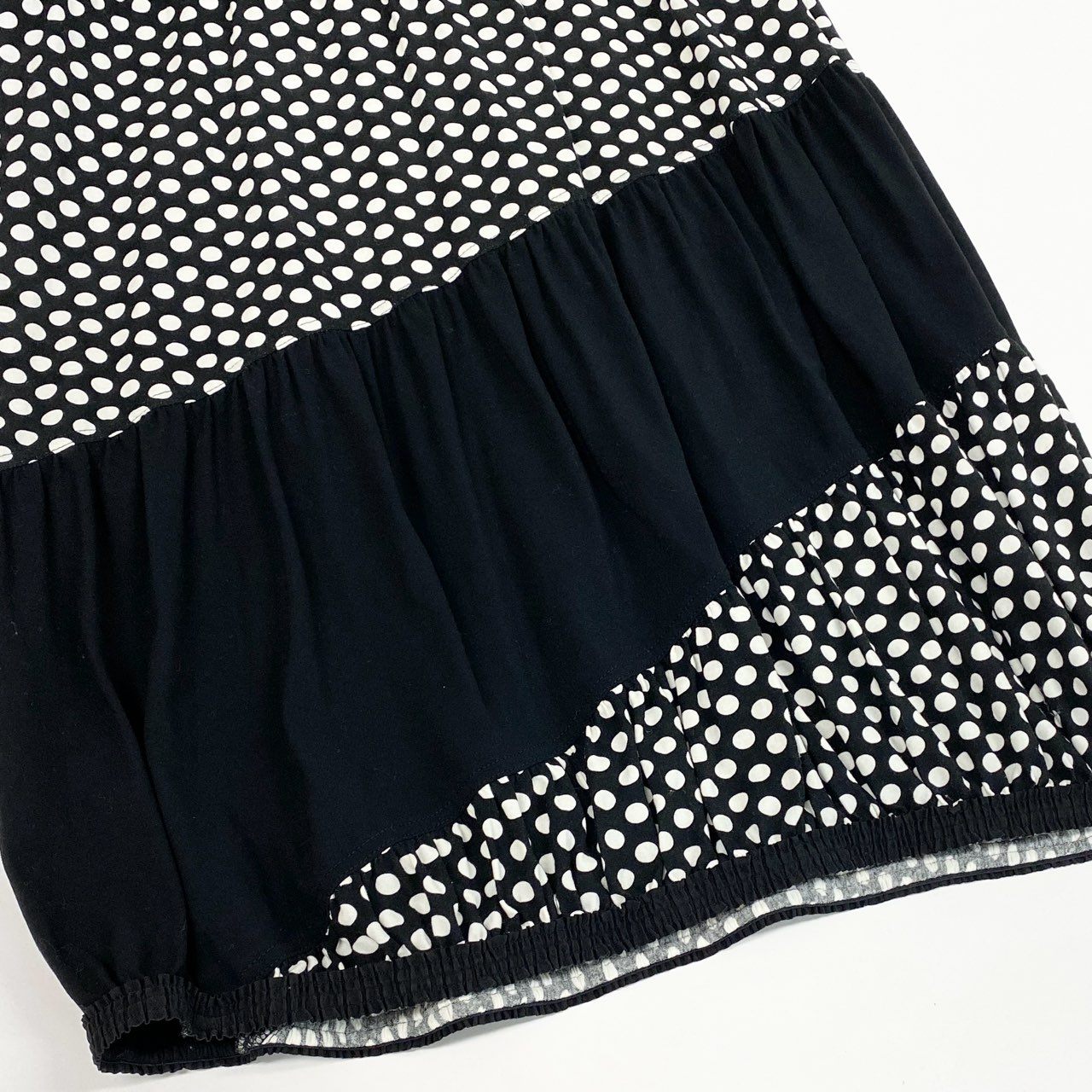 78b27 TOKUKO 1er VOL トクコプルミエヴォル ノースリーブワンピース バルーンワンピース ドット柄 水玉模様 伸縮ストレッチ レディース 女性服 サイズ9 ブラック ホワイトu02t