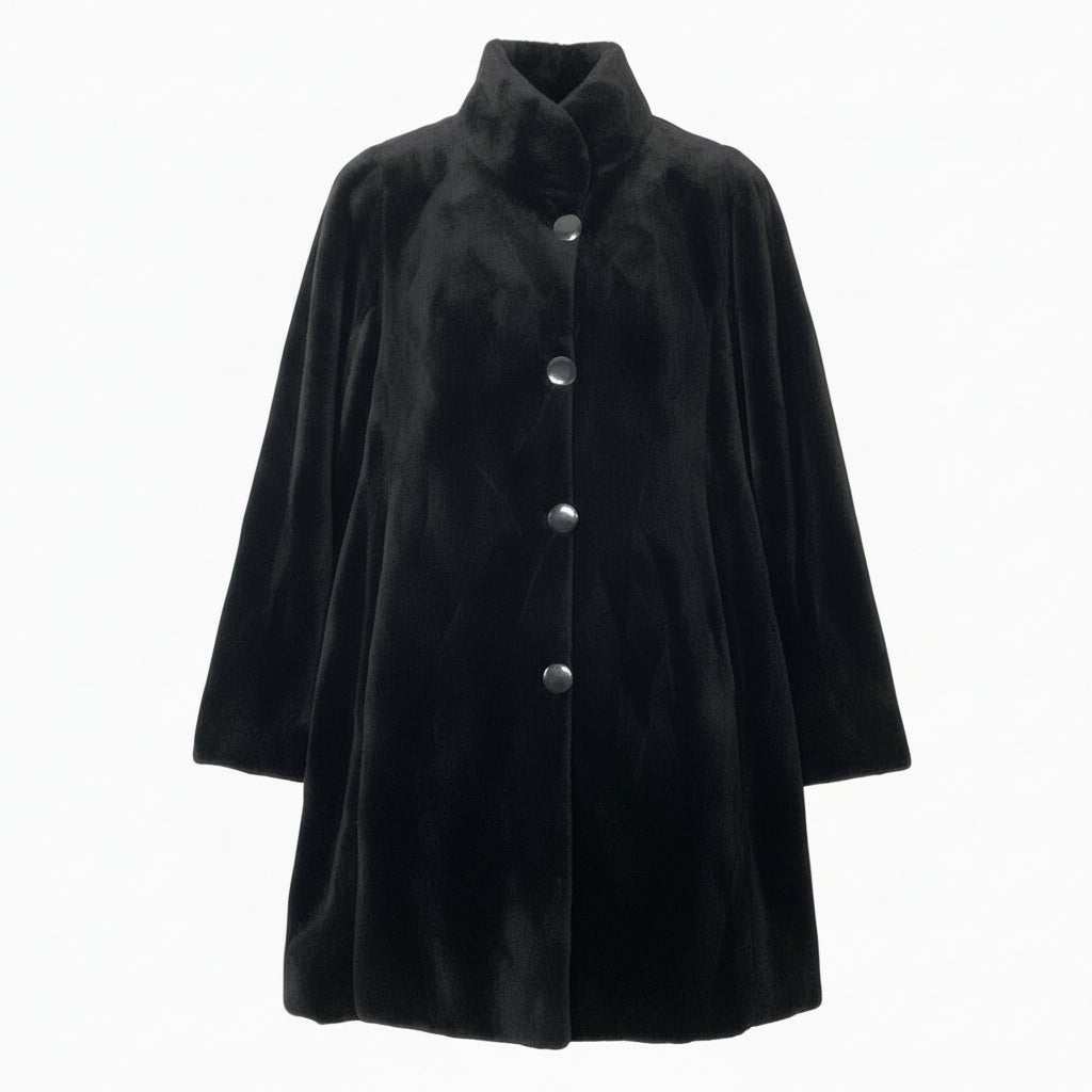 84a14 シェアードミンク ミンクコート 毛皮コート リバーシブル ダイヤ模様 F ブラック系 ミンクファー ダークミンクt18r