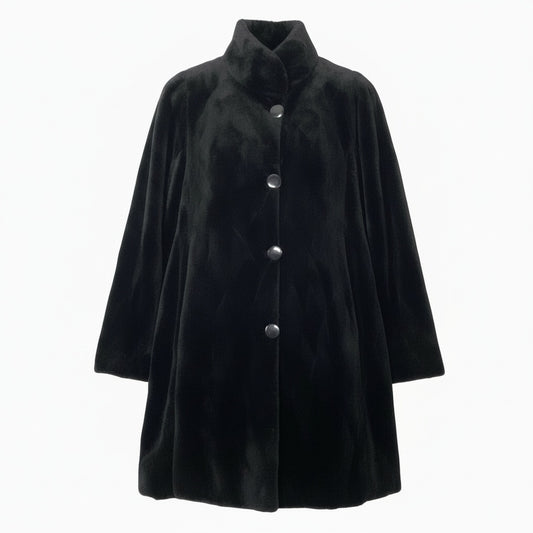 84a14 シェアードミンク ミンクコート 毛皮コート リバーシブル ダイヤ模様 F ブラック系 ミンクファー ダークミンクt18r