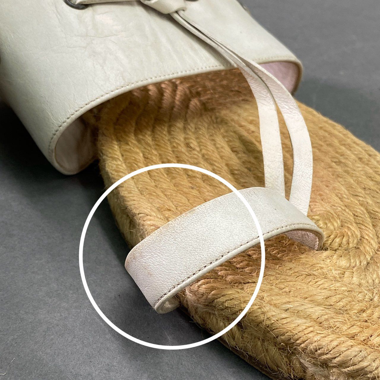 7b7 HERMES エルメス エスパドリーユ トング フラットサンダル leather メンズ 43 ホワイト