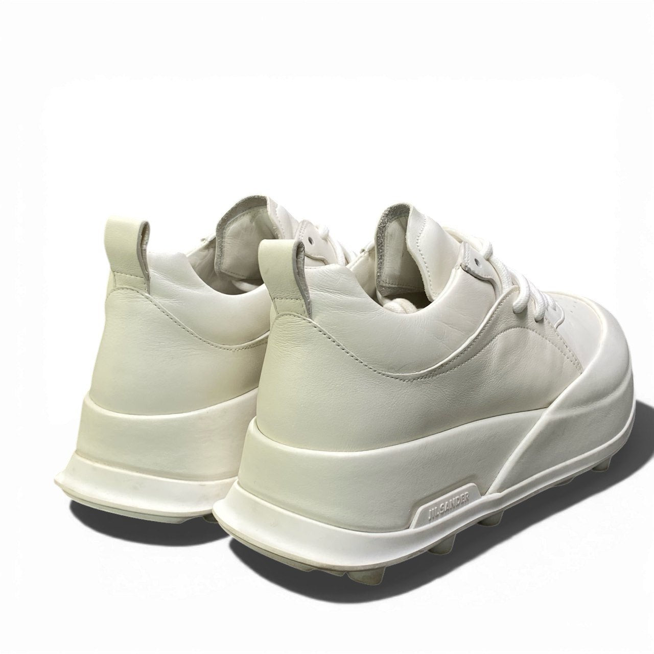 1a22 《美品》 定価￥174,900 JIL SANDER ジルサンダー ORB LEATHER SNEAKERS オーブ レザースニーカー サイズ42 ホワイト 厚底 イタリア製 シューズt18r