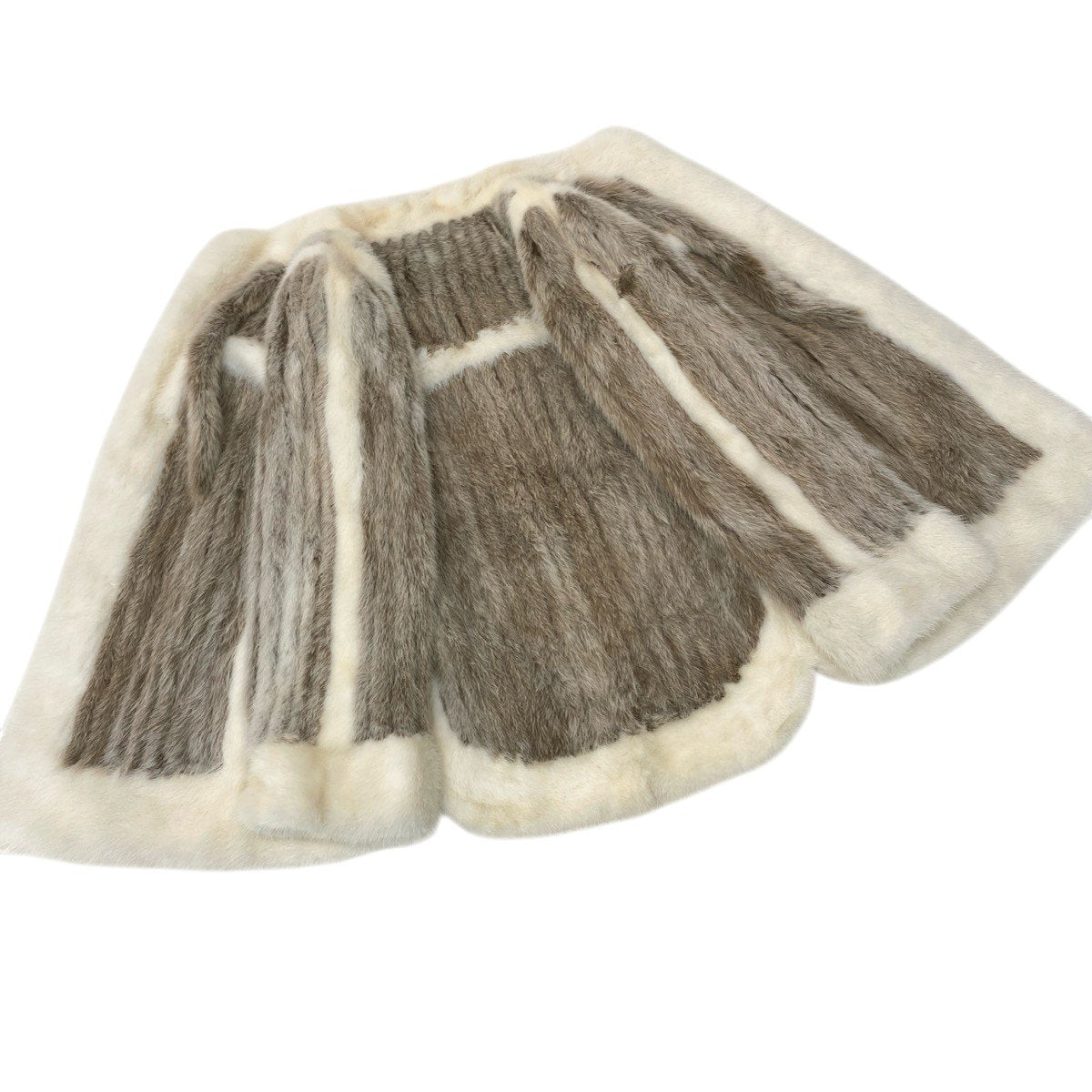 93h9 GRAMORLY 希少デザイン パールミンク  ファーコート サイズ9 ホワイト × 茶系 本毛皮 Pearl Mink Fur Coatt18r