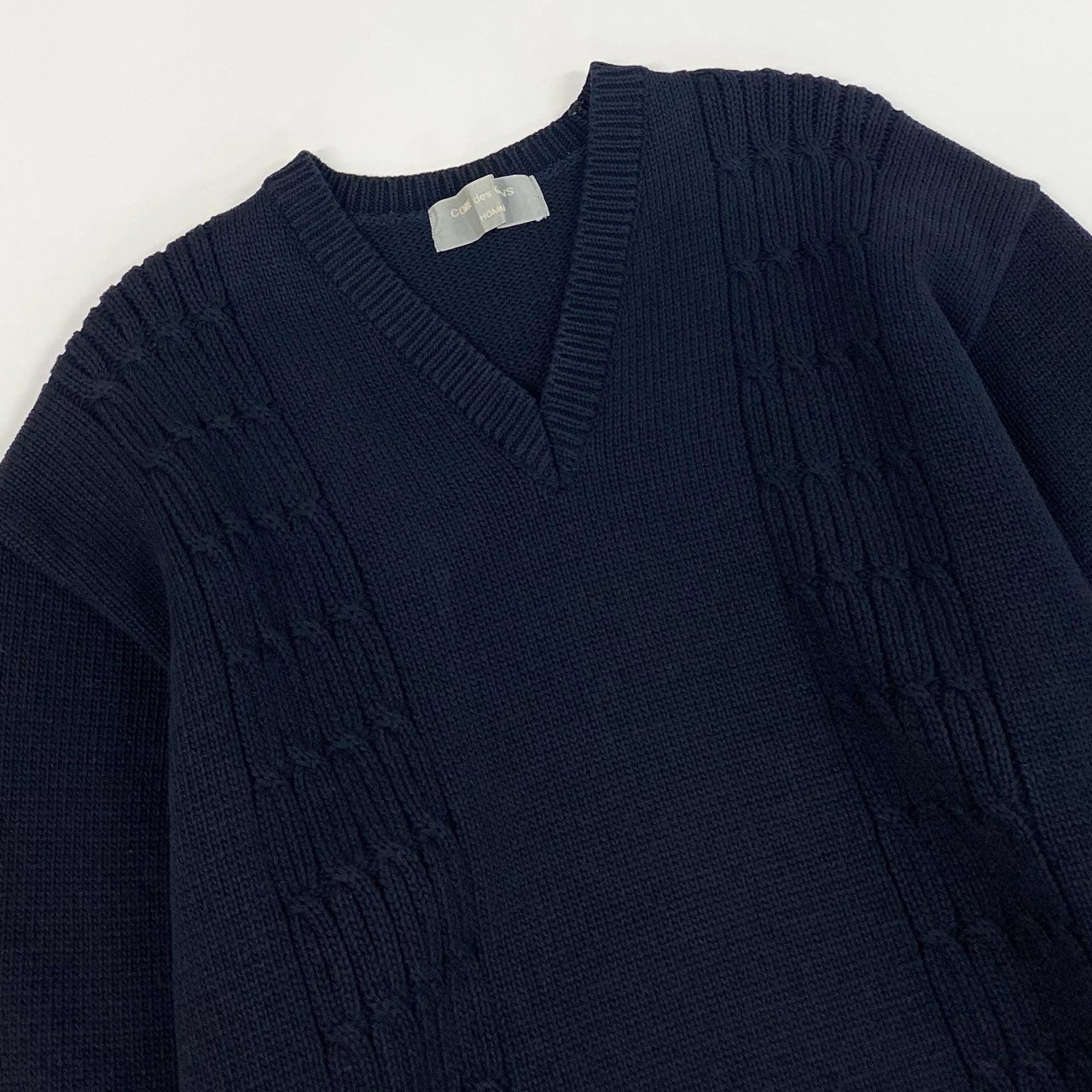 Ab20 COMME des GARCONS HOMME コムデギャルソンオム 田中オム ケーブル編み コットンニット セーター 度詰め ネイビー コットン 90su02t