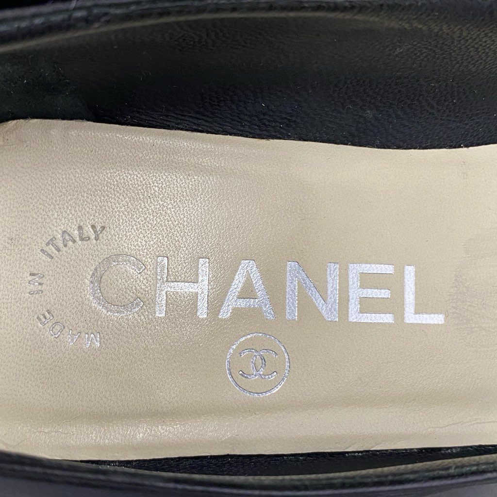 3d21 CHANEL シャネル G27028 ココマーク ウェッジソール パンプス 36 ブラック レザー シューズ イタリア製 箱有