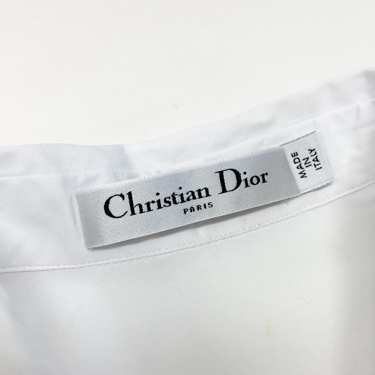 2a29 Christian Dior クリスチャンディオール Beeロゴ刺繍 フレア 半袖シャツ ショートスリーブ イタリア製 111B61A3356 38 ホワイト コットン レディースo07t