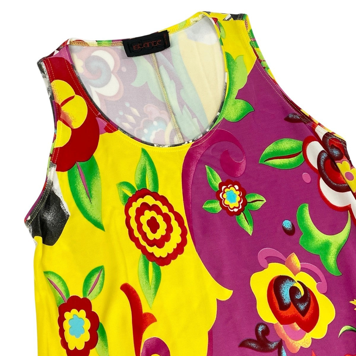 g13 【美品】Versace istante ノースリーブドレスワンピース 花柄 ストレッチ イタリア製 マルチカラー レディース 女性用k02i