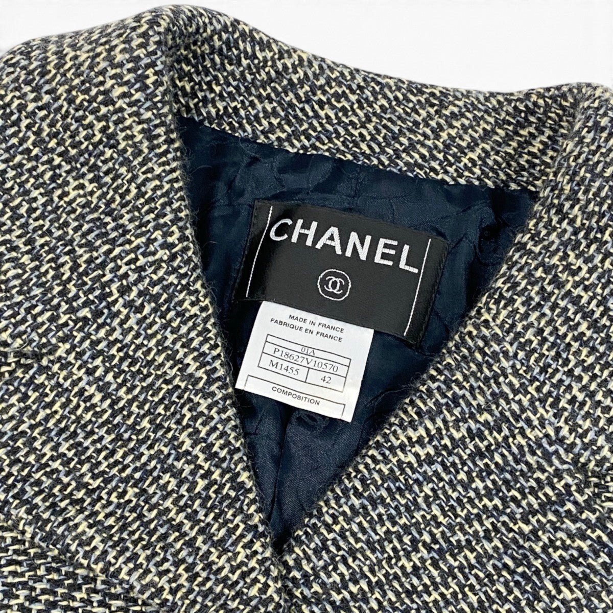 i22 CHANEL シャネル 01A ココマーク ショート丈 ツイードジャケット CC Cropped Tweed Jacket P18627 Size42t18r