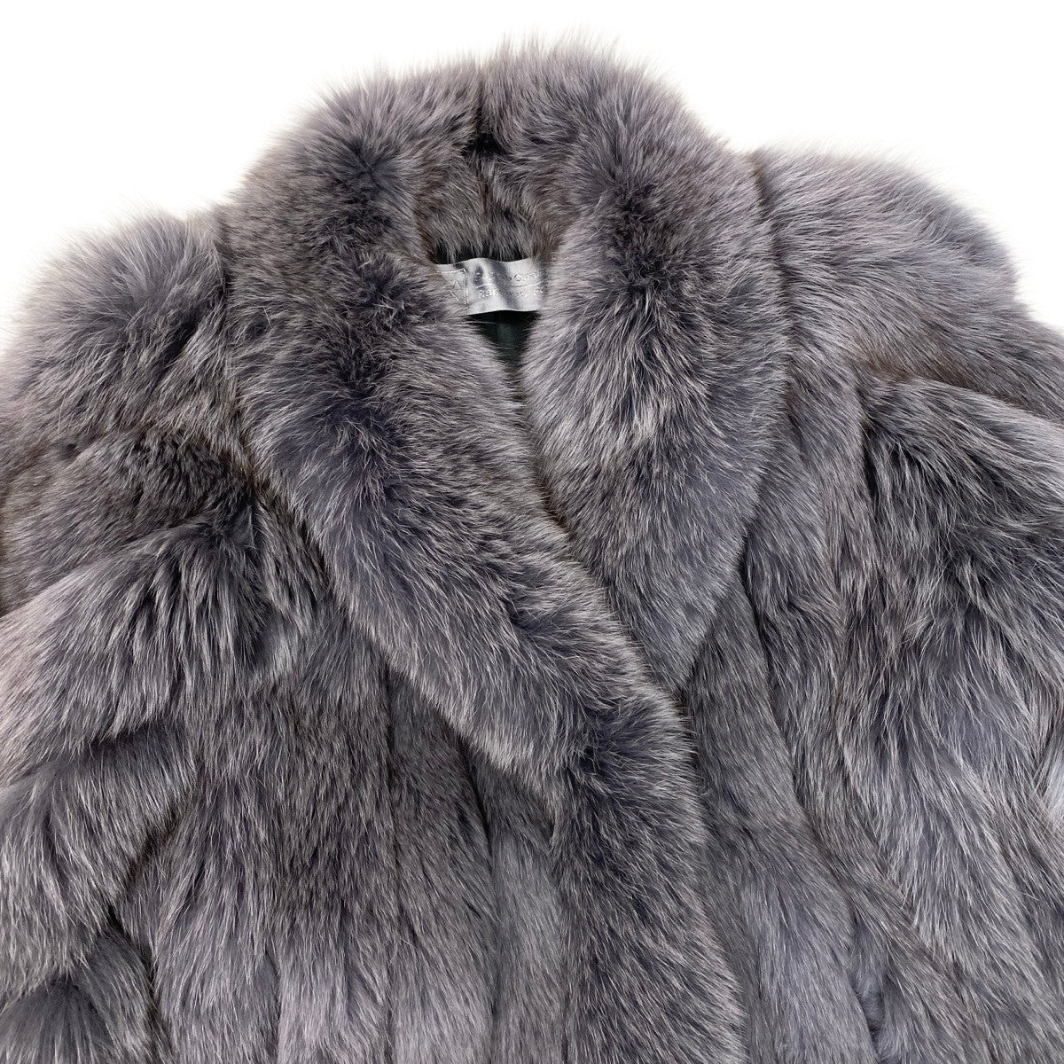 90h8 SAGA FOX サガフォックス 銀サガ 袖段 染め ブルーフォックス ファーコート F グレー 最高級本毛皮 Dyed Fox Fur Coatt18r