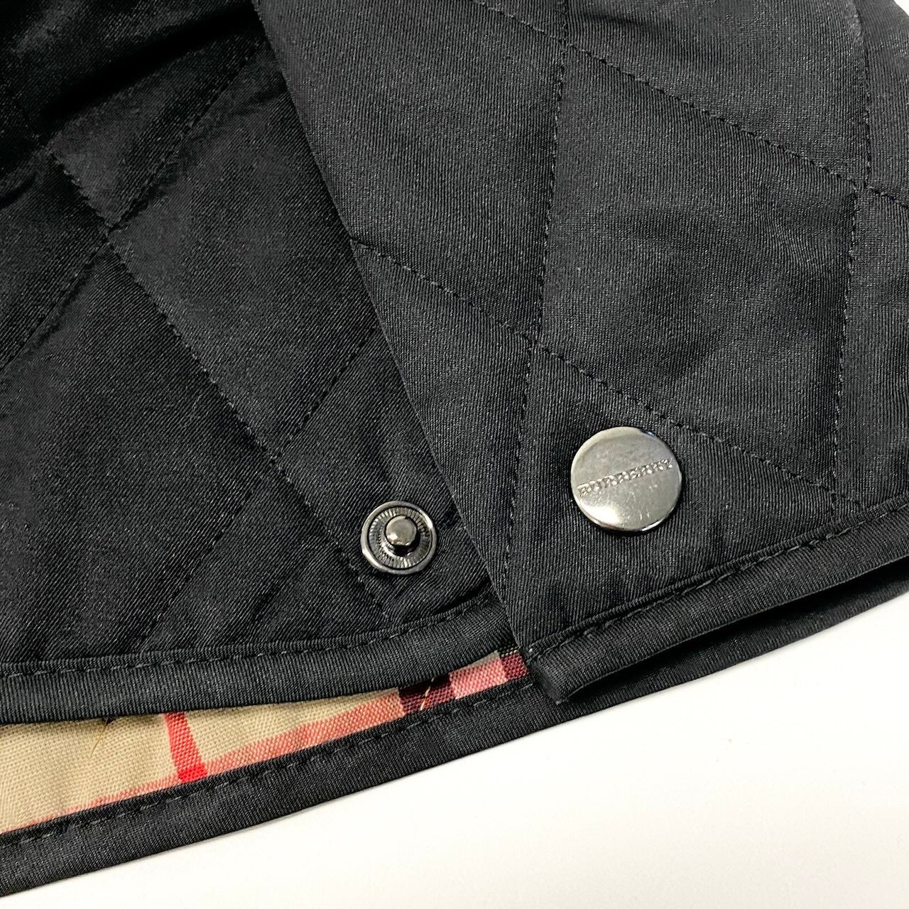 71e18 BURBERRY LONDON バーバリー ノバチェック ダブルジップ キルティングジャケット Mサイズ相当 ブラック ルーマニア製t18r