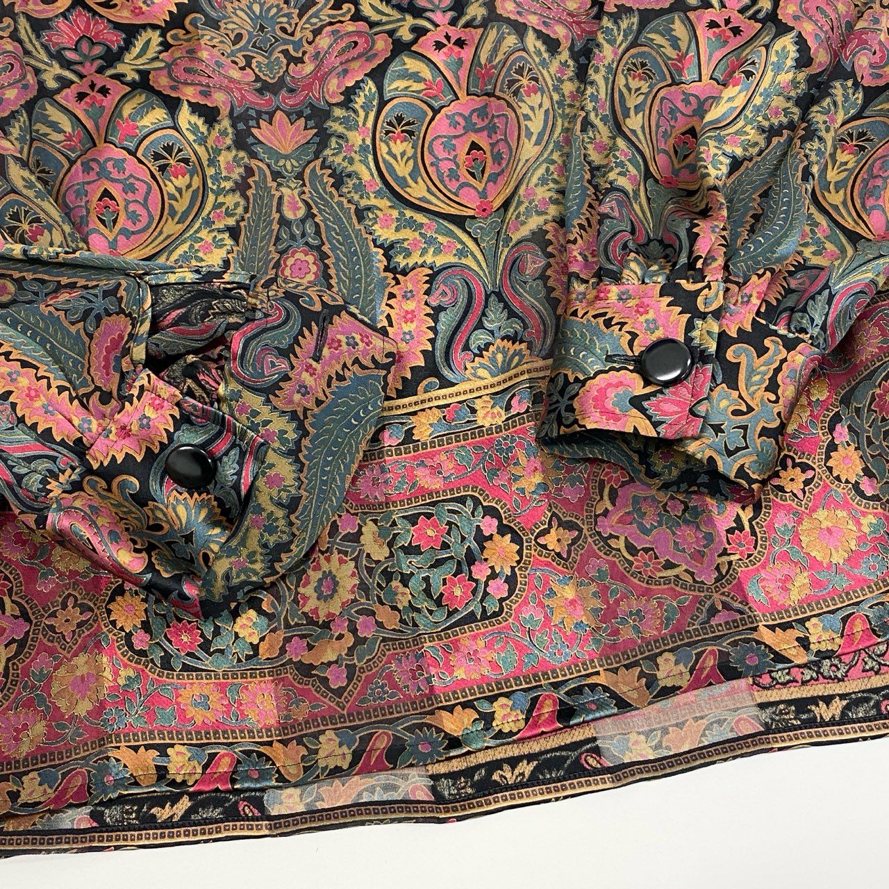 35a30 Vintage Yves Saint Laurent ヴィンテージ イヴサンローラン YSL ペイズリーシルクブラウス ボウタイシャツ Paisley Silk Blouse Bow Tie Shirt M マルチカラー シルク レディースo07t