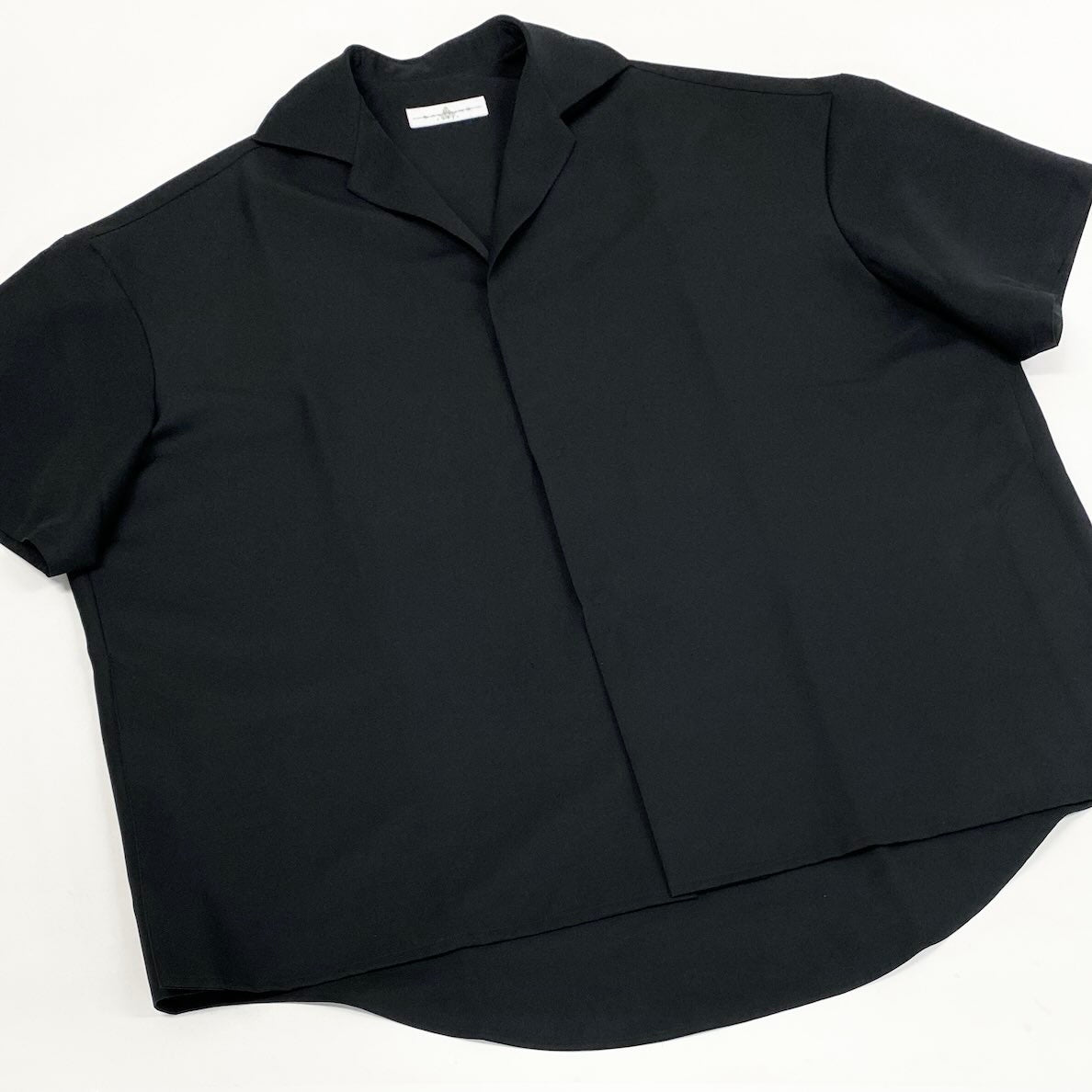 16c11 【美品】BALAUNG Tokyo バルムング トーキョー オーバーサイズ セミオープンカラーシャツ 半袖シャツ トップス 22SS09 XLサイズ ブラック ポリエステル100％ メンズ 男性用o07t