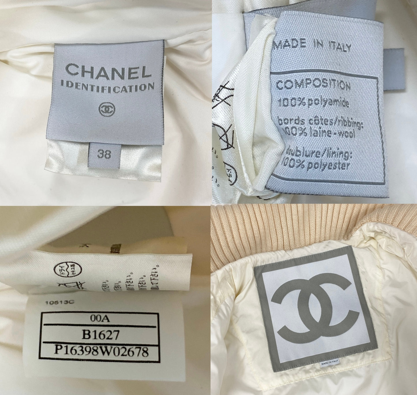 Ch28 【極美品】CHANEL 2000年 00A シャネルスポーツ クロップドパワージャケット 38サイズ アイボリー レディース 女性用ta1