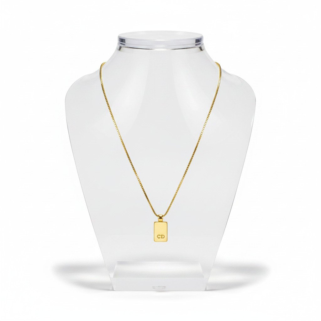 Christian Dior クリスチャンディオール トロッター プレート ゴールドネックレス Trotter Plate Gold Necklace アクセサリーt18r