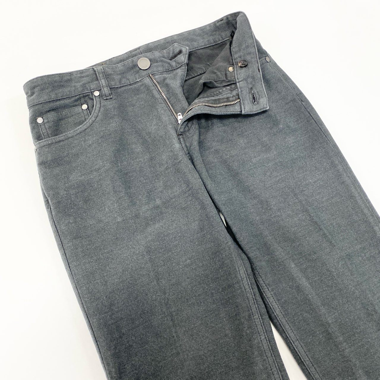 11i16 Ermenegildo Zegna エルメネジルドゼニア ５ポケット スラックスパンツ テーパードパンツ ボトムス レザーパッチ 30 グレー メンズ スリムフィットu02t