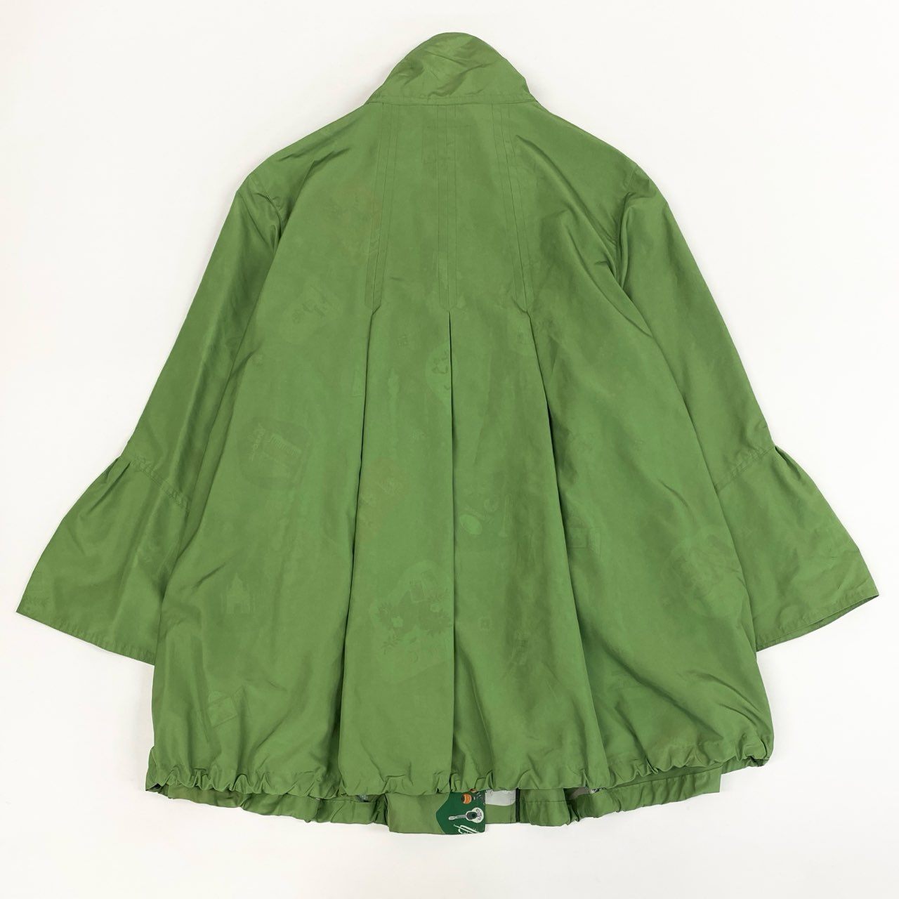 56k27 《美品》 TOKUKO 1er VOL トクコプルミエヴォル 薄手コート ジャケット 裏地総柄 Aライン 9 グリーン ポリエステル レディースu02t